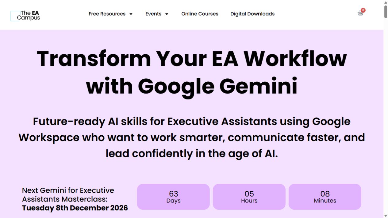Course page preview: Gemini for Executive Assistants Masterclass